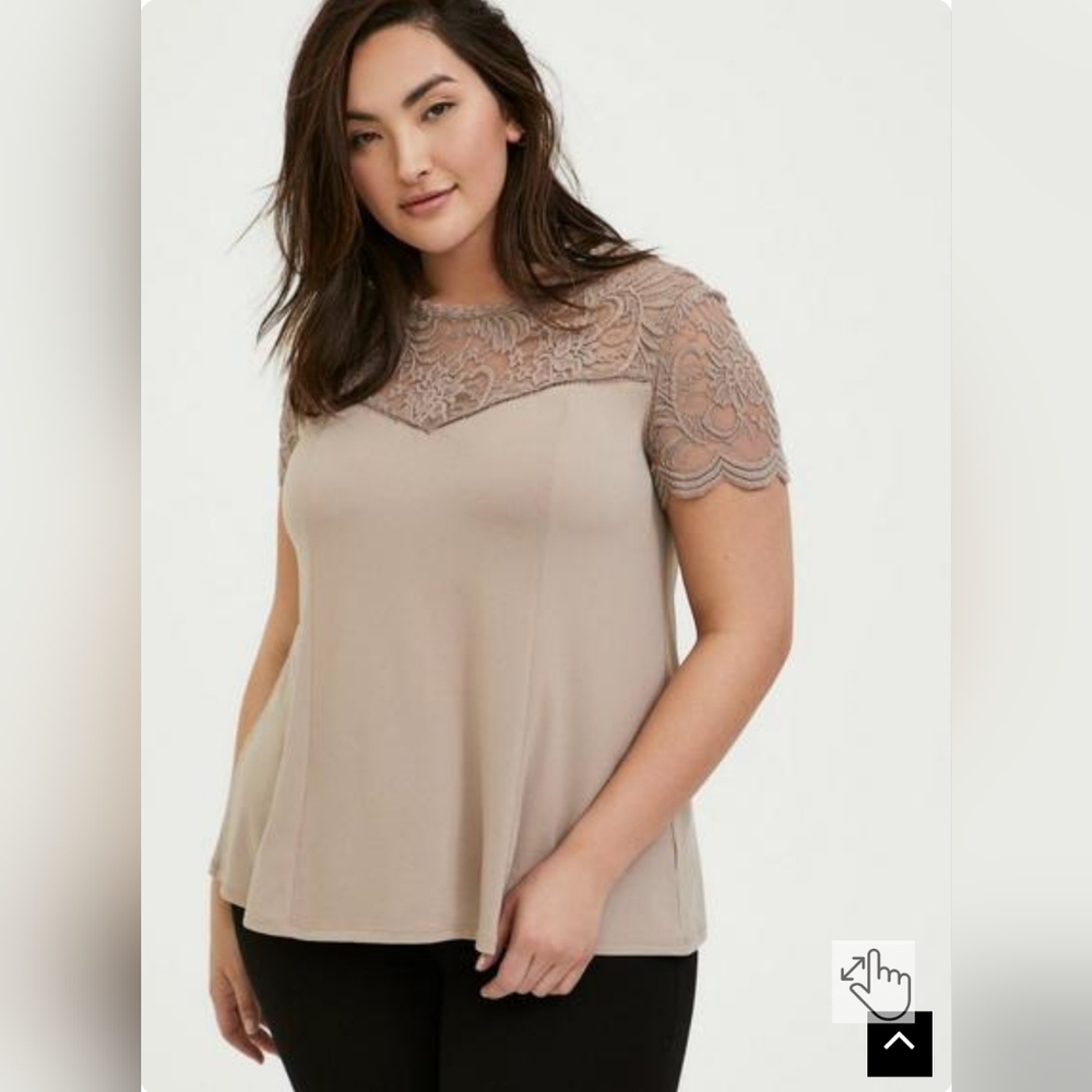 Torrid Studio Knit Lace Yoke Crew Neck Top Size 3 NWT